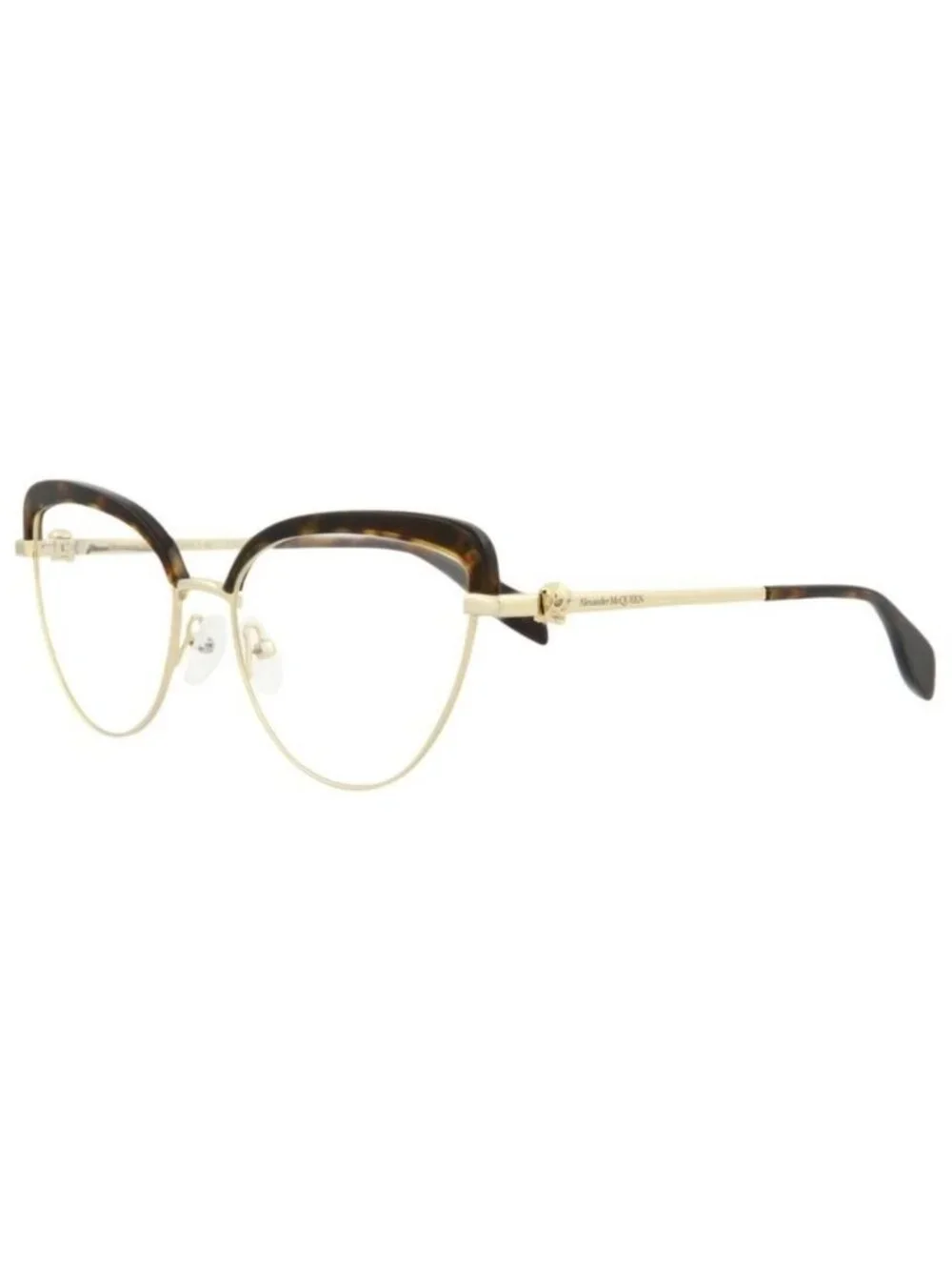 New Alexander McQueen Womens Cat Eye Gold Gold Transparent Fashion Designer Eyeg